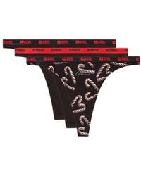 DIESEL - Three-Pack Thongs With Candy Cane Print - Lyst