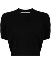 Alexander Wang - Logo-embossed Cropped Knitted Top - Lyst