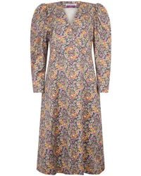 Philosophy Di Lorenzo Serafini - Puffed-Sleeve Floral-Print Dress - Lyst