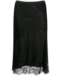 Gold Hawk - Lace-Godet Satin Skirt - Lyst