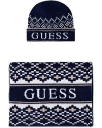 Guess - Patterned Scarf And Beanie Hat Set - Lyst