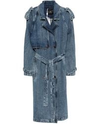 Anine Bing - Rickie Double-Breasted Belted Denim Coat - Lyst