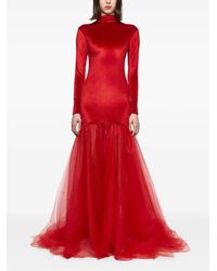 Atu Body Couture - Tulle-Detail Velvet Maxi Gown - Lyst