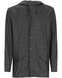 Rains - Logo-Pattern Hooded Jacket - Lyst