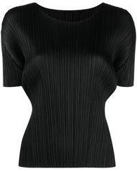 Pleats Please Issey Miyake - Round-Neck Plissé T-Shirt - Lyst