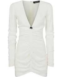 DSquared² - Vestido corto fruncido con cuello en V - Lyst