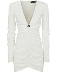 DSquared² - Vestido Corto Fruncido Con Cuello En V - Lyst