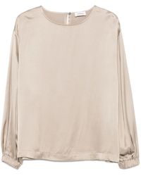 Ottod'Ame - Satijnen Blouse Met Elastische Cuffs - Lyst
