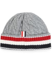 Thom Browne - Cable-Knit Striped Beanie Hat - Lyst