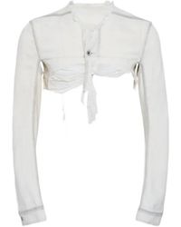 Rick Owens - Microworker Distressed Denim Jacket - Lyst