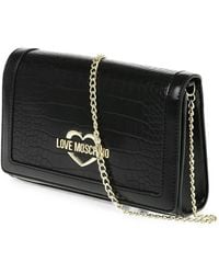 Love Moschino - Crocodile-Effect Heart-Plaque Shoulder Bag - Lyst