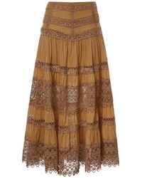 Charo Ruiz - Serza Lace-Trim Tiered Skirt - Lyst