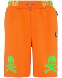 Philipp Plein - Skull&Bones Logo-Embroidered Shorts - Lyst