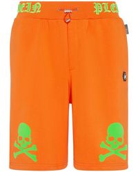 Philipp Plein - Skull&Bones Logo-Embroidered Shorts - Lyst