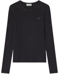 Ganni - Long-Sleeve Crew-Neck T-Shirt - Lyst