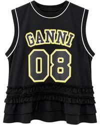 Ganni - Ruffled Oversized Tank Top - Lyst