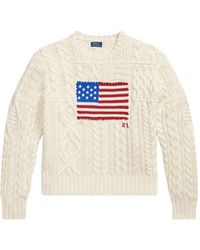 Polo Ralph Lauren - Pull En Maille Torsadée À Motif Drapeau - Lyst