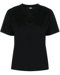 Karl Lagerfeld - Cut-out Cotton T-shirt - Lyst