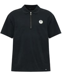 Palm Angels - Logo-Patch Zip-Neck Polo Shirt - Lyst