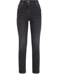 Brunello Cucinelli - Patch Detail High-Waisted Jeans - Lyst