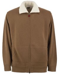 Kiton - Shearling-Effect Collar Cardigan - Lyst
