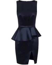 Elisabetta Franchi - Peplum-Waist Slit-Detail Dress - Lyst