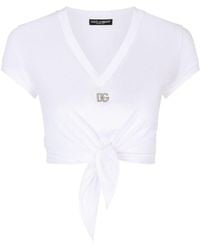 Dolce & Gabbana - T-shirt en jersey avec nœud et logo DG - Lyst