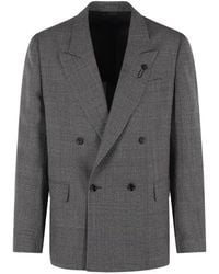 Lardini - Prince Of Wales Check Double-Breasted Blazer - Lyst