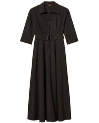 Twinset - Robe Longue En Popeline À Taille Ceinturée - Lyst