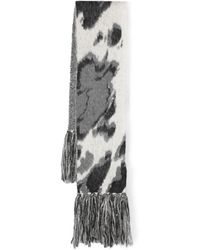 Stella McCartney - Abstract-pattern Fringed Wool-blend Scarf - Lyst