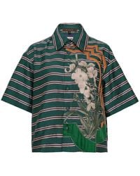 Biyan - Floral-Print Striped Shirt - Lyst