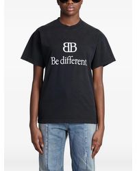 Balenciaga - Logo-Print Round-Neck T-Shirt - Lyst