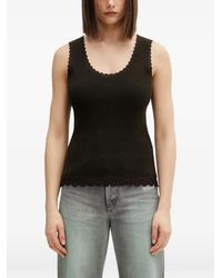 Wales Bonner - Crochet-Trim Ribbed-Knit Top - Lyst