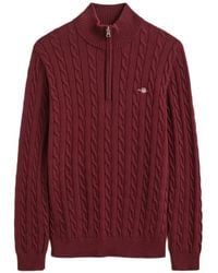 GANT - Cable-Knit Half-Zip Sweater - Lyst