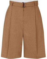 BOSS - Belted Linen-blend Tailored Shorts - Lyst