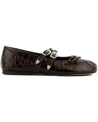 POSA - Vita Ballerina Western Croc-Effect Buckled Ballet Flats - Lyst