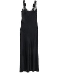 forte_forte - Robe Longue Bordée De Dentelle À Fini Satiné - Lyst