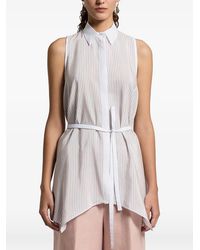 Peserico - Chemise Rayée À Taille Ceinturée - Lyst
