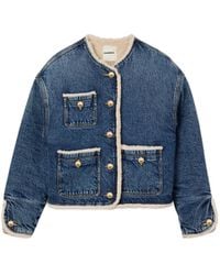 Sandro - Chaqueta vaquera con ribete de borrego - Lyst