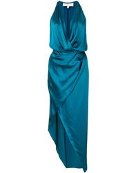 Michelle Mason - Vestido asimétrico de seda con cuello halter - Lyst