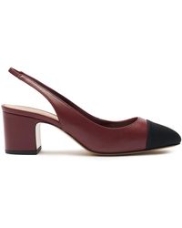 SCAROSSO - Burgundy Leather Miranda Block Heel Pumps - Lyst