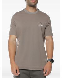 Emporio Armani - Logo-Patch Ribbed-Trim T-Shirt - Lyst