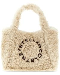 Stella McCartney - Shearling-Effect Tote Bag With Logo - Lyst