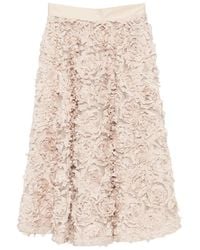 White Sand - Jodie Floral-Detail Midi Skirt - Lyst