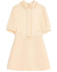 Valentino Garavani - Short Crepe Couture Dress With Silk Jaquard Toute La V Top With Ruffle Detail - Lyst