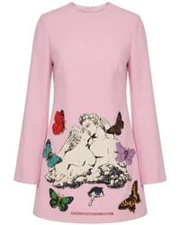 Valentino Garavani - Patch-Detail Flared-Sleeve Mini Dress - Lyst