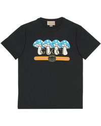 Gucci - Mushroom-print Relaxed-fit Cotton-jersey T-shirt - Lyst