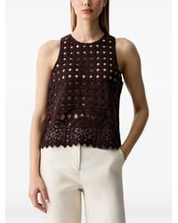 Sisley - Haut Sans Manches En Crochet À Bords Festonnés - Lyst