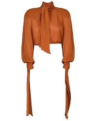 ROWEN ROSE - Bow-Neck Long-Sleeve Blouse - Lyst