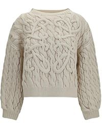 Loewe - Anagram Cable-Knit Sweater - Lyst